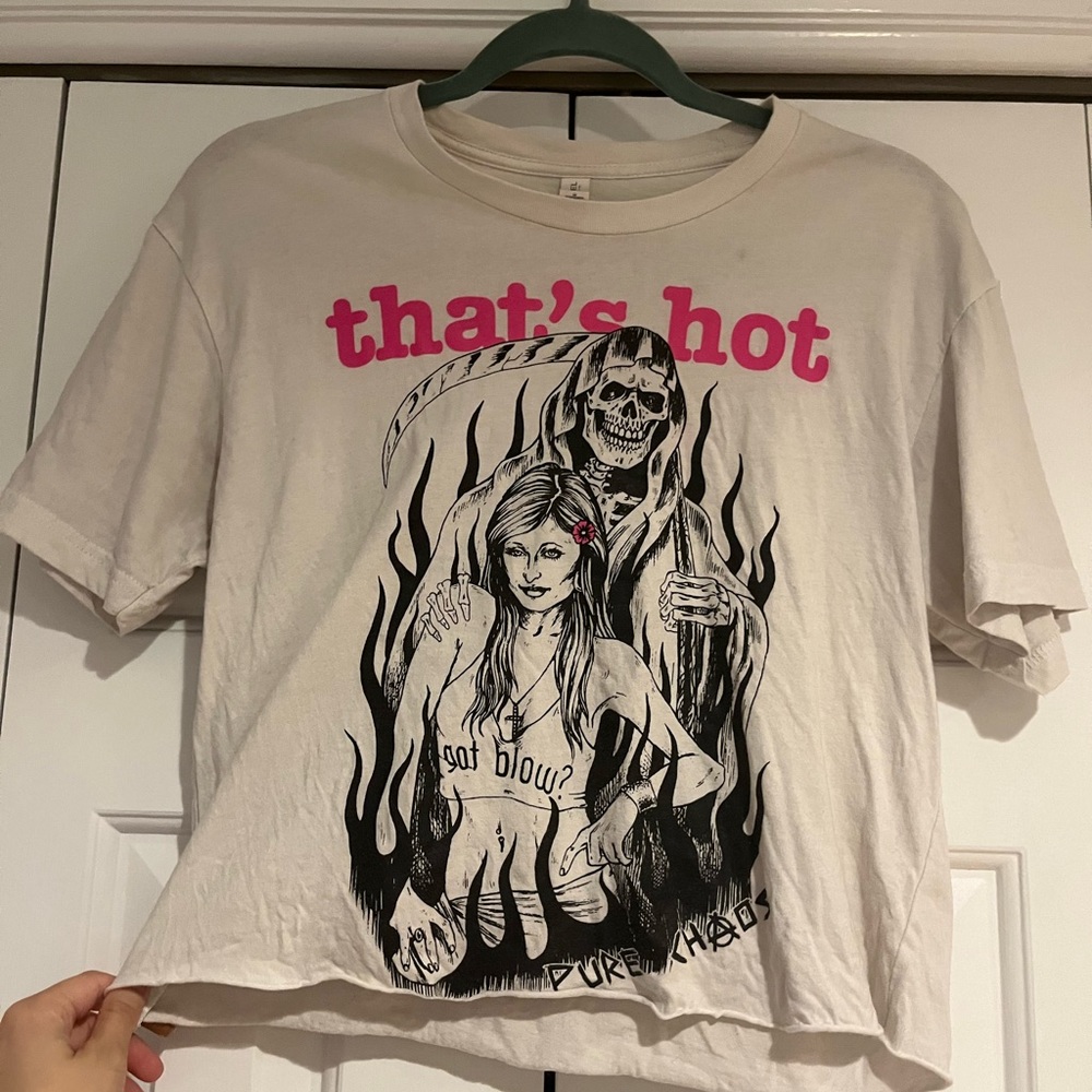 PARIS HILTON size small “that’s hot, got blow” crop top